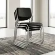Catalina Visitor Chair - Chrome Base, Black Leather - 3