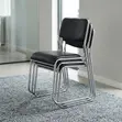 Catalina Visitor Chair - Chrome Base, Black Leather - 4