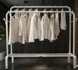 Double Pole Clothes & Garment Rack - White/Black - 1