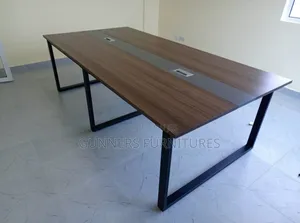 Rectangular Boardroom Table - 2.4M Metallic Frame