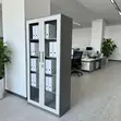 2-Door Glass Front Metallic Storage Cabinet - 2
