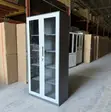 2-Door Glass Front Metallic Storage Cabinet - 3