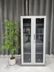 2-Door Glass Front Metallic Storage Cabinet - 5