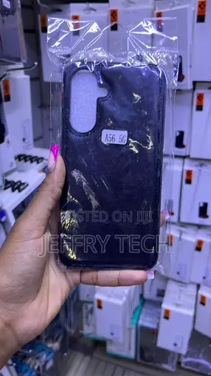 Black Faux-Leather Back Case for Samsung Galaxy A56 5G