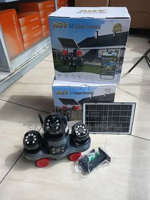 Kamera ya CCTV ya V380 Pro ya Nje ya Solar 4G (Quad Lens)