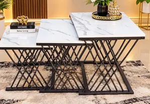 Modern 3-in-1 Executive Squire Pure Marble Table