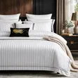 Set ya Duvet Cover ya Luxury Cotton Satin yenye Michirizi (6x6, 6x7) - 1