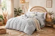 Bowknot Tufted Duvet Cover Set Grey - Ultra Luxury - 1