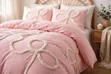 Bowknot Tufted Duvet Cover Set - Ultra Luxury Pink - 2
