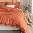 Pom-Pom Laced Duvet Cover Set - Bohemian - Terracotta Burnt Orange - 6x7/6x6 - 1