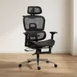 Ergonomic Office Fabric Chair with Footrest - Black - 1