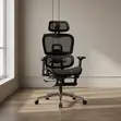 Ergonomic Office Fabric Chair with Footrest - Black - 2