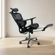 Ergonomic Office Fabric Chair with Footrest - Black - 4