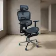Ergonomic Office Fabric Chair with Footrest - Black - 5