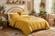 Pom-Pom Laced Duvet Cover Set - Mustard Yellow - New - 1