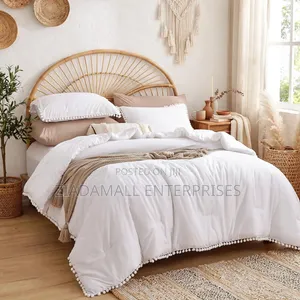 Bohemian Pom-Pom Laced Duvet Cover Set - White