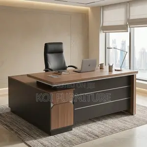 Modern Executive L-Desk | 160cm Brown Extended Office Table