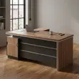 Modern Executive L-Desk | 160cm Brown Extended Office Table - 4
