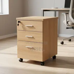 Three-Drawer Corporate Storage Cabinet - Brown Wood