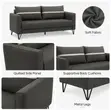 Executive 5-Seater Leather Sofa Set - Gray - 5