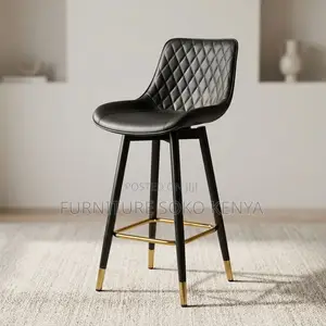 Home Office Leather Ergonomic Barstool (Nyeusi)
