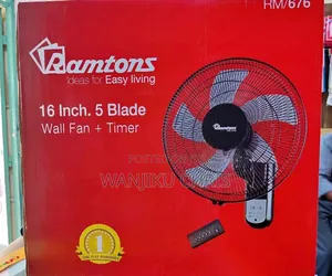 Ramtons 16-Inch 5-Blade Wall Mounted Fan with Timer