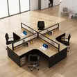 4-Staff Curved Office Workstation - 1
