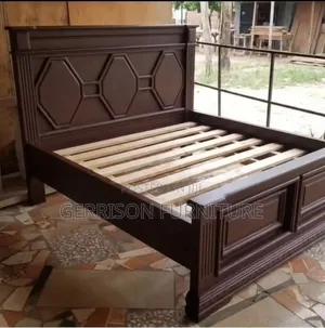 Modern Dark Chocolate Hardwood Panelled Bed Frame
