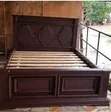 Modern Dark Chocolate Hardwood Panelled Bed Frame - 2