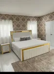 Luxury 6x6 Gold Panel Bed + 10" Mattress + 2 Bedside Drawers - 2