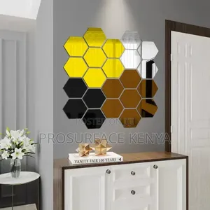 Gold and Silver Hexagonal Mirrors for Wall Decor