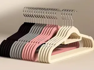 10pcs Velvet Non-Slip Clothes Hangers na Tie Bar