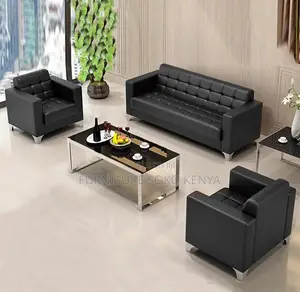 Executive 5-Seater Sofa Set - Black Leather
