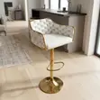 Adjustable Bar Stool - White Velvet & Metal - 3