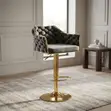 Adjustable Bar Stool - White Velvet & Metal - 5
