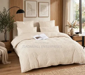 Beige Diamond Tufted Duvet Set - Queen/King - Luxury Microfiber