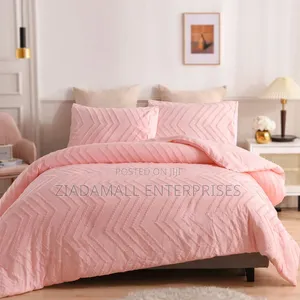 Pink Wave Tufted Duvet Set - Microfiber ya Kifahari - Queen/King