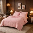 Pink Wave Tufted Duvet Set - Microfiber ya Kifahari - Queen/King - 2