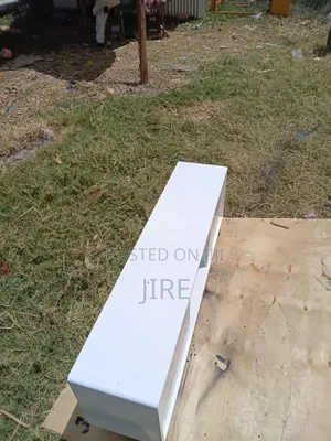 4.5ft Modern White TV Stand with Gold Strip