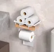 Metallic Tissue Holder & Wipes Storage Rack with Bamboo - 1