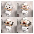 Metallic Tissue Holder & Wipes Storage Rack with Bamboo - 2