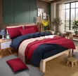 Maroon Navy Double Sided Duvet Set - 6x6 & 5x6 - 4PCS - 2