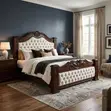King Size Mahogany Padded Bed Frame - 2