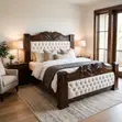 King Size Mahogany Padded Bed Frame - 4