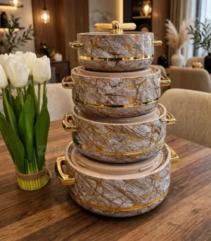 New Turkish Hotpots Set of 4 - Brown Marble Gold