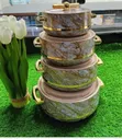 New Turkish Hotpots Set of 4 - Brown Marble Gold - 2