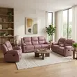 6-Seater Light Pink Fabric Recliner Sofa - 1