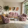 6-Seater Light Pink Fabric Recliner Sofa - 2