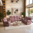 6-Seater Light Pink Fabric Recliner Sofa - 3