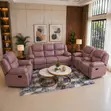 6-Seater Light Pink Fabric Recliner Sofa - 4